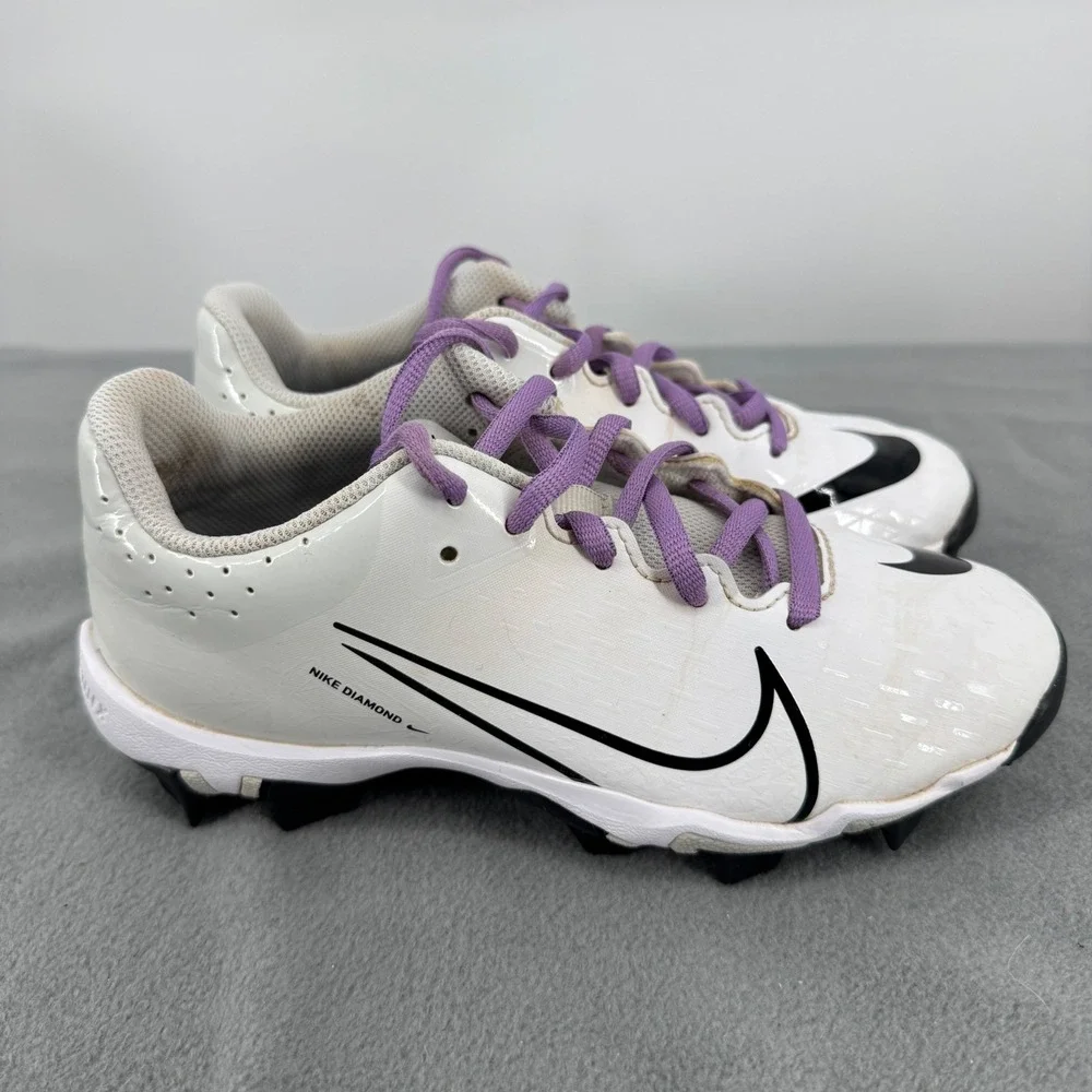 Nike Hyperdiamond 4 Keystone Softball Cleats Youth 3Y White Purple CZ5919-103
